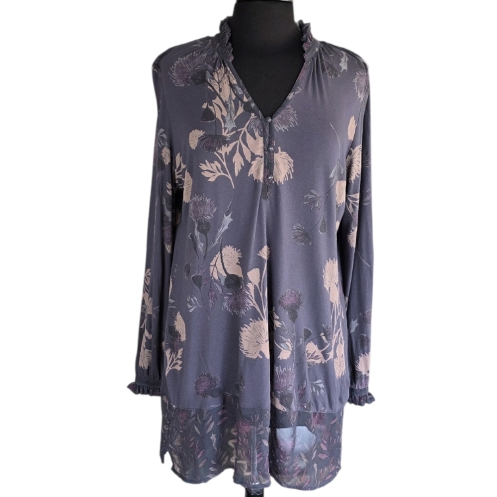 Next UK Floral Tunic Purple Ultra Soft Top Boho Chic Bohemian Fairy